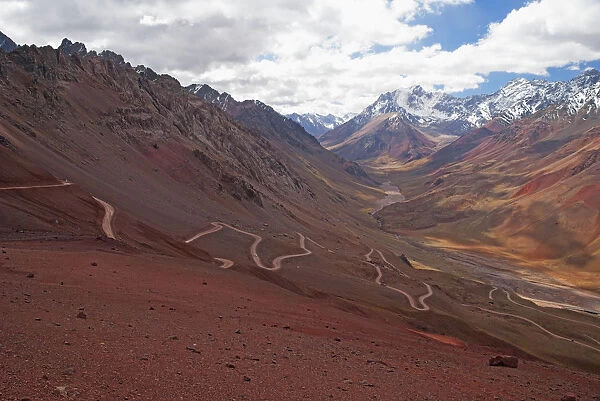 Twisty dirt road on the flank of the Andes
