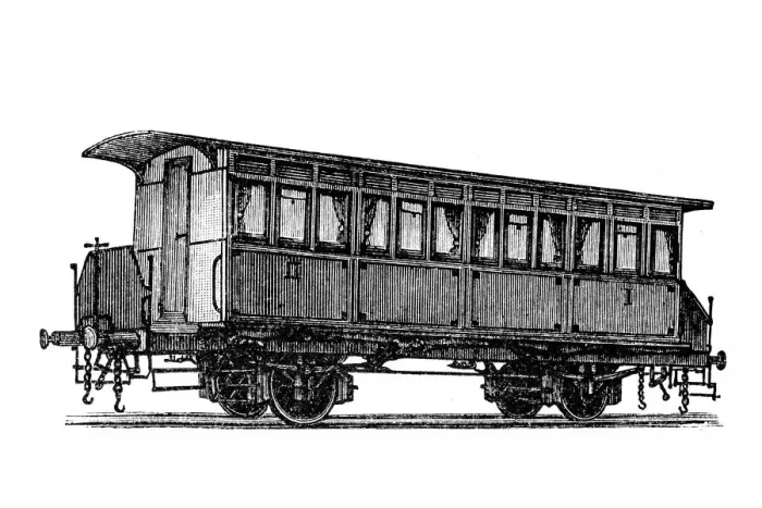 Framed Print : Two-axle passenger cars with interconnections