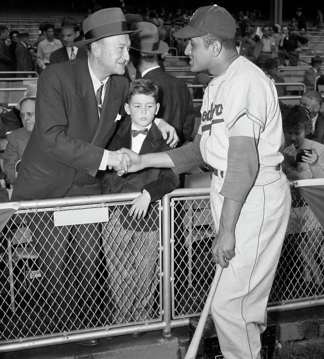 Framed Print : Ty Cobb And Don Newcombe Shaking Hands