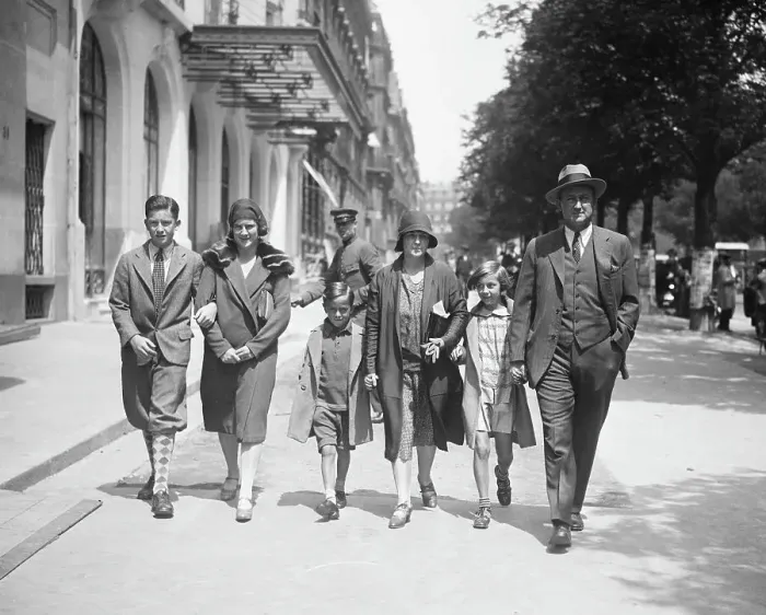 Framed Print : Ty Cobb & Family Walking On Sidewalk Framed Print : Ty Cobb & Family Walking On Sidewalk