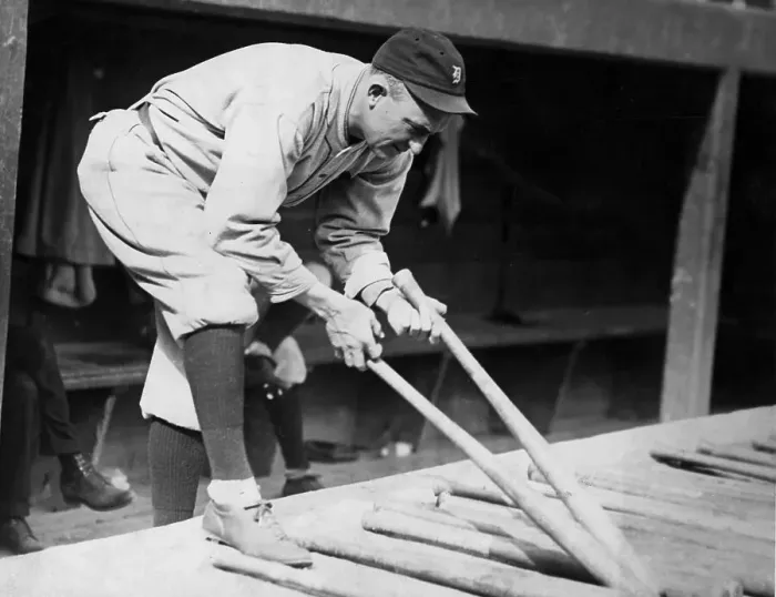 Framed Print : Ty Cobb Selecting Bat In Dugout Framed Print : Ty Cobb Selecting Bat In Dugout