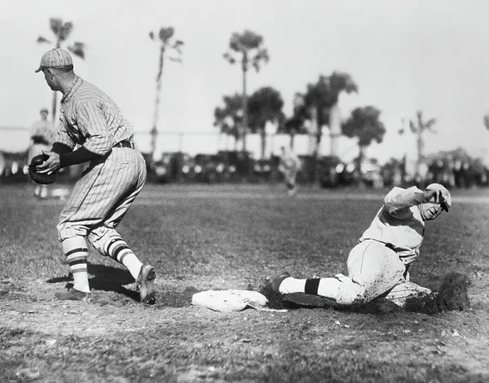 Framed Print : Ty Cobb Slides Back To First 1928 Framed Print : Ty Cobb Slides Back To First 1928