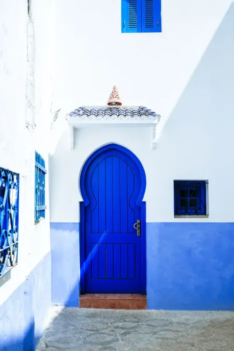 Framed Print : Typical blue house door in Chefchaouen, Morocco Framed Print : Typical blue house door in Chefchaouen, Morocco