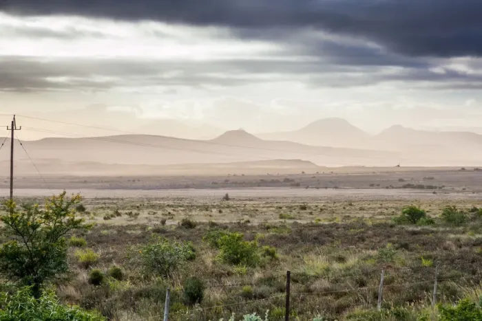 Framed Print : A typical Karoo landscape. The Karoo is a dry and arid area, with lots of history Framed Print : A typical Karoo landscape. The Karoo is a dry and arid area, with lots of history