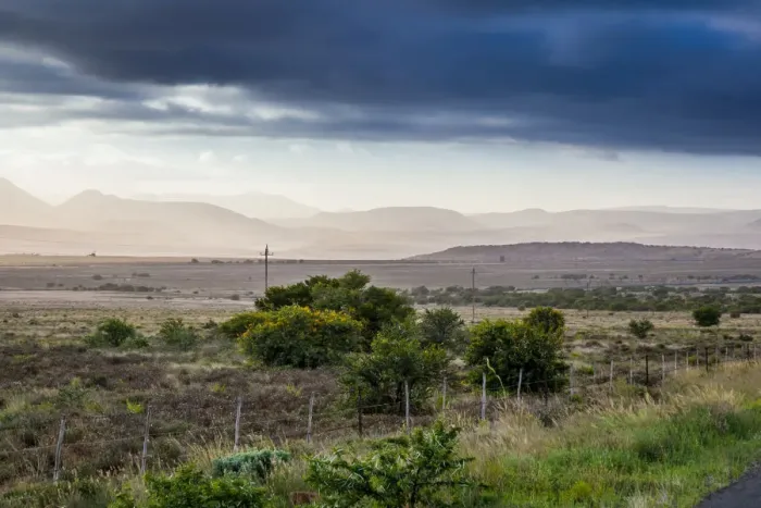 Framed Print : A typical Karoo landscape. The Karoo is a dry and arid area, with lots of history Framed Print : A typical Karoo landscape. The Karoo is a dry and arid area, with lots of history