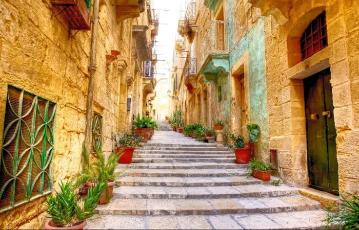 Framed Print : Typical narrow street with stairs Framed Print : Typical narrow street with stairs