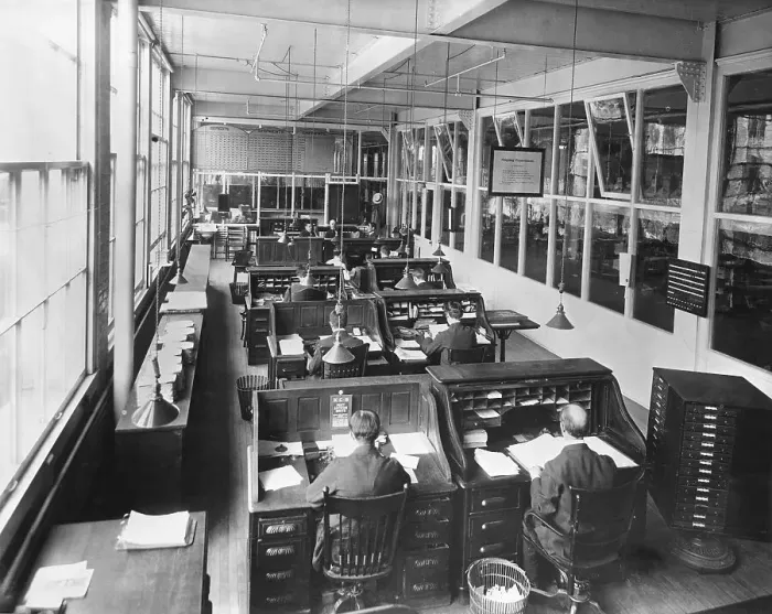 Framed Print : Typical Office Of 1900S; Roll-Up Desks Framed Print : Typical Office Of 1900S; Roll-Up Desks