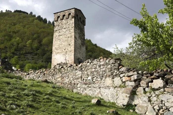 Framed Print : Typical Svanetian tower in Mestia of Georgia Framed Print : Typical Svanetian tower in Mestia of Georgia