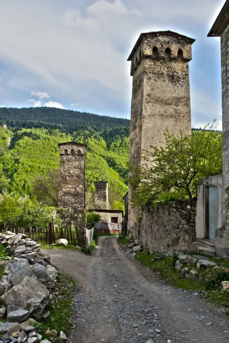 Framed Print : Typical Svanetian tower in Mestia of Georgia Framed Print : Typical Svanetian tower in Mestia of Georgia