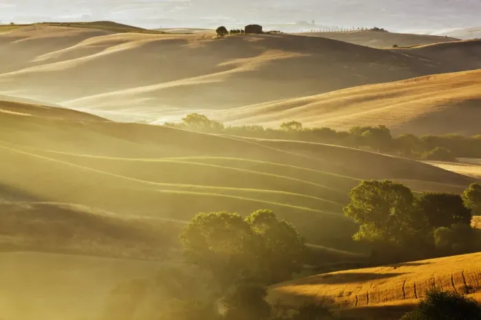 Framed Print : Typical Tuscan landscape near San Quirico dOrcia, Val dOrcia region, early morning mist, Tuscany, Italy, Europe Framed Print : Typical Tuscan landscape near San Quirico dOrcia, Val dOrcia region, early morning mist, Tuscany, Italy, Europe