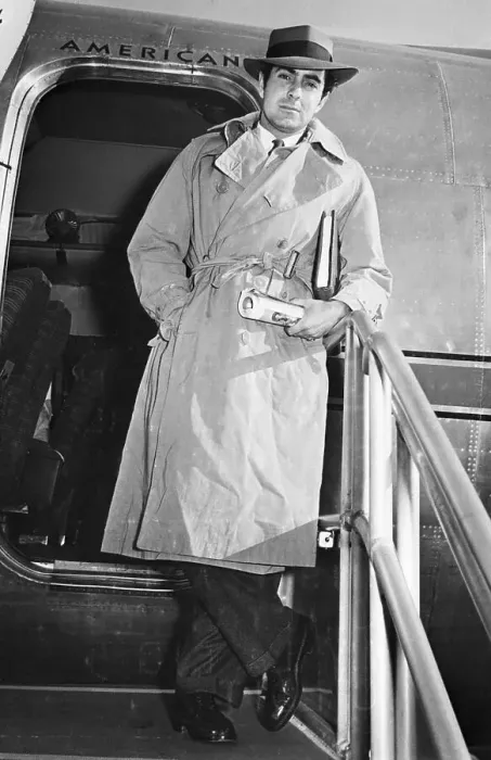 Framed Print : Tyrone Power Disembarking Airplane