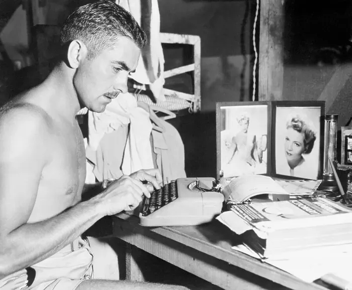 Framed Print : Tyrone Power Typing a Letter Framed Print : Tyrone Power Typing a Letter