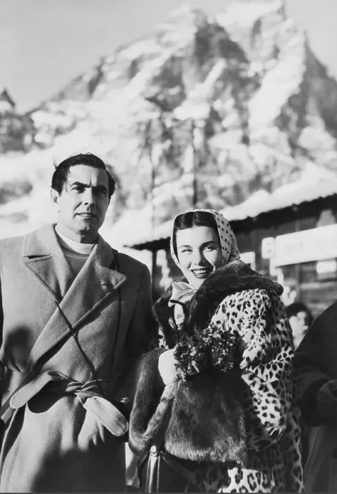 Framed Print : Tyrone Power and Wife Linda Christian in the Italian Alps Framed Print : Tyrone Power and Wife Linda Christian in the Italian Alps