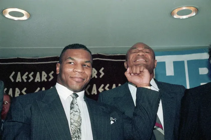 Framed Print : Tyson Pretend Punching George Foreman Framed Print : Tyson Pretend Punching George Foreman