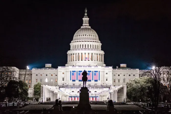 Framed Print : The U. S. Capitol Building Readied for the Trump Administration Framed Print : The U. S. Capitol Building Readied for the Trump Administration