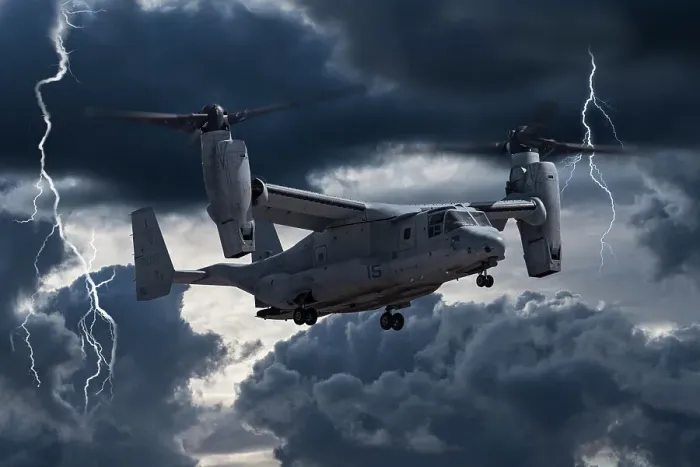 Framed Print : U. S. Marine Corps Bell / Boeing U. S. Marine MV-22 Osprey tilt-rotor aircraft with lightning Framed Print : U. S. Marine Corps Bell / Boeing U. S. Marine MV-22 Osprey tilt-rotor aircraft with lightning