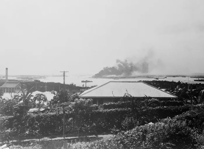 Framed Print : U. S. Ship Attack at Pearl Harbor Framed Print : U. S. Ship Attack at Pearl Harbor