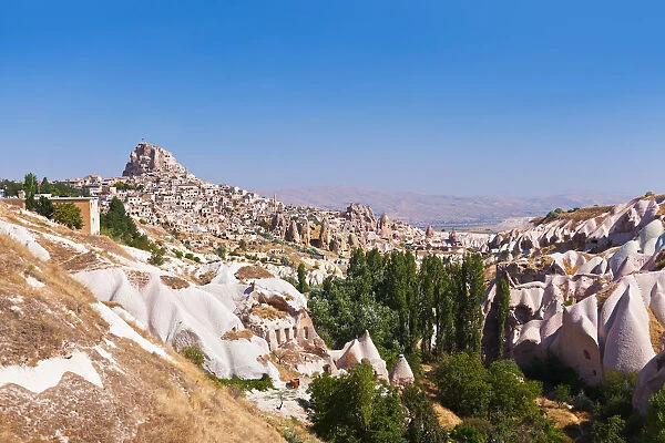 Uchisar cave city in Cappadocia Turkey