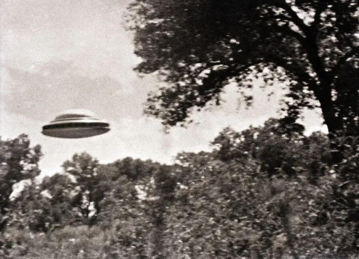 Framed Print : UFO Flying Low Over Trees Framed Print : UFO Flying Low Over Trees