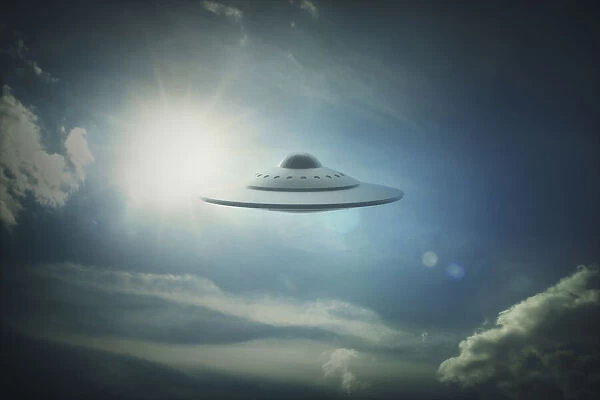 Ufo in sky, illustration