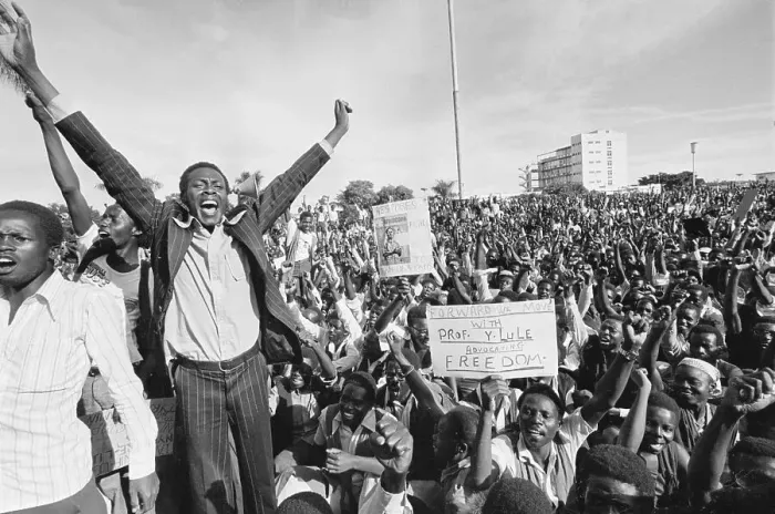 Framed Print : Ugandan Crowds Cheer New President's Speech Framed Print : Ugandan Crowds Cheer New President's Speech