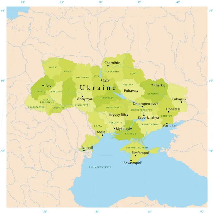 Framed Print : Ukraine Vector Map Framed Print : Ukraine Vector Map