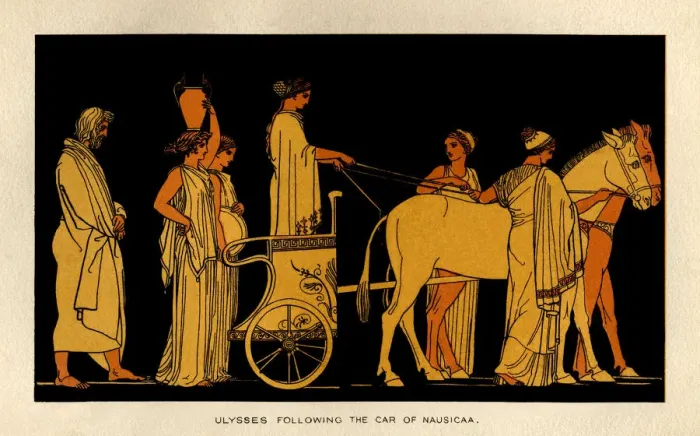 Framed Print : Ulysses following the car of Nausicaa Framed Print : Ulysses following the car of Nausicaa