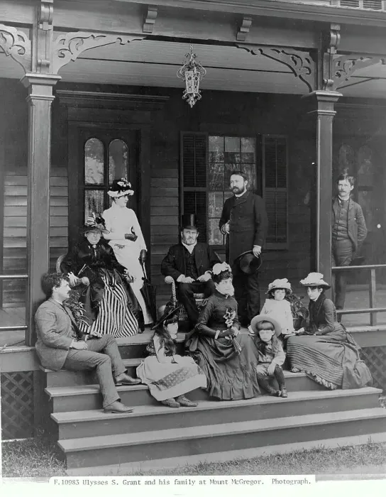 Framed Print : Ulysses Grant Posing with Family on Porch Framed Print : Ulysses Grant Posing with Family on Porch