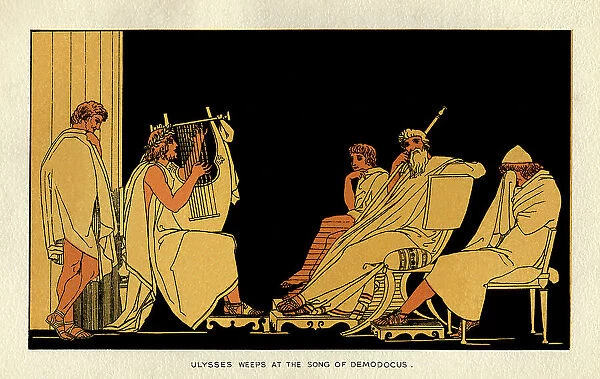 Ulysses weeps at the song of Demodocus