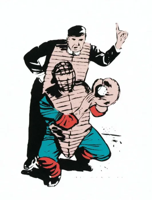 Framed Print : Umpire and Baseball Player