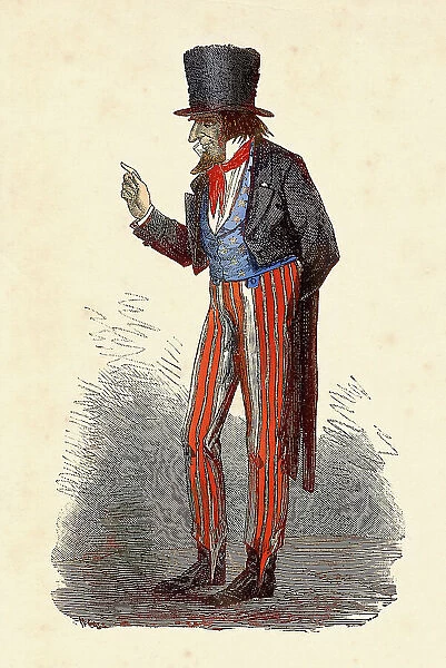 Uncle Sam lifting finger to warn illustration 1874