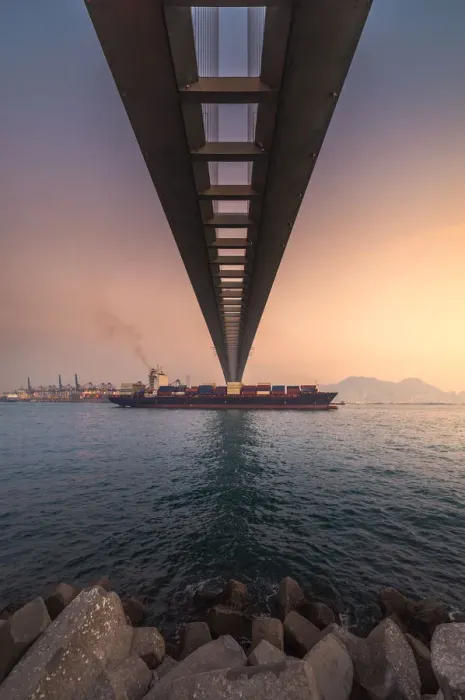 Framed Print : Underneath the Stonecutters bridge, Hong Kong