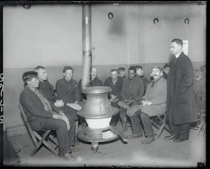 Framed Print : Unemployed Keeping Warm Framed Print : Unemployed Keeping Warm