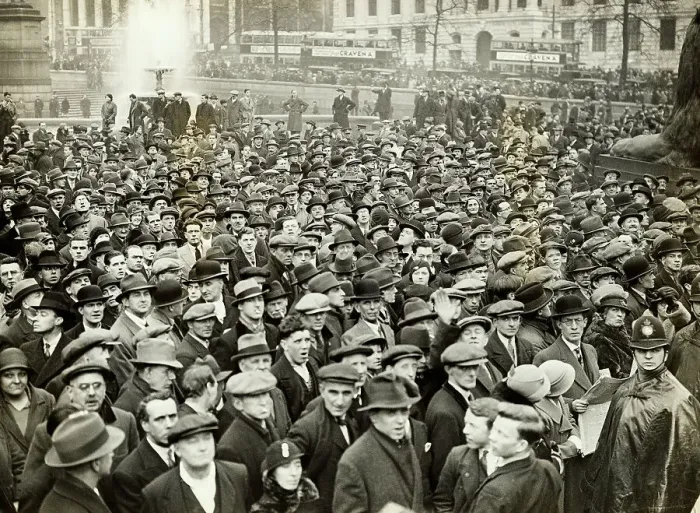 Framed Print : Unemployed Marchers in Trafalgar Square Framed Print : Unemployed Marchers in Trafalgar Square