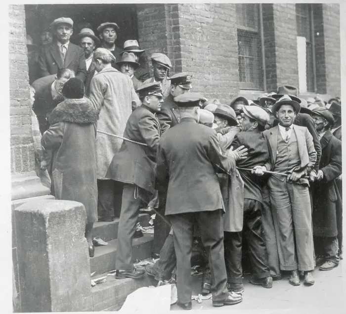 Framed Print : Unemployed Men Being Suppressed by Police Framed Print : Unemployed Men Being Suppressed by Police