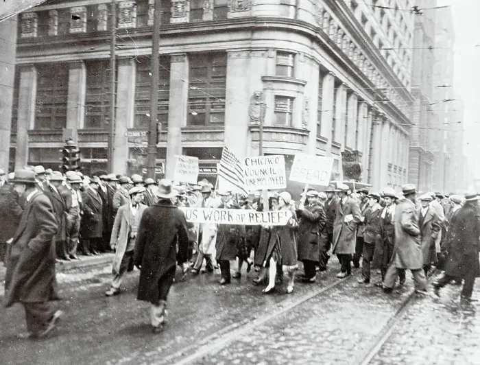 Framed Print : Unemployed People Marching to City Hall Framed Print : Unemployed People Marching to City Hall
