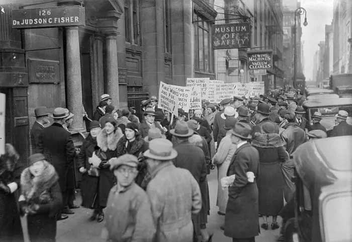 Framed Print : Unemployed Picketers with Signs at Civil Works Administration Framed Print : Unemployed Picketers with Signs at Civil Works Administration