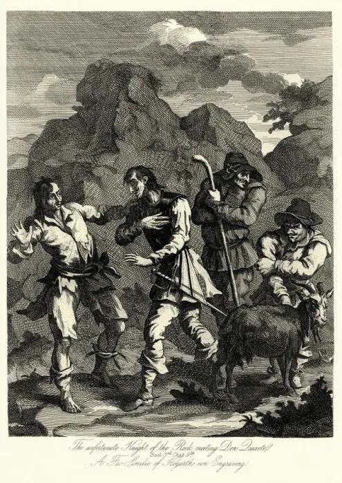 Framed Print : Unfortunate Knight of the Rock meeting Don Quixote Framed Print : Unfortunate Knight of the Rock meeting Don Quixote