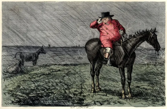 Framed Print : Unhappy Victorian huntsman lost in the rain Framed Print : Unhappy Victorian huntsman lost in the rain