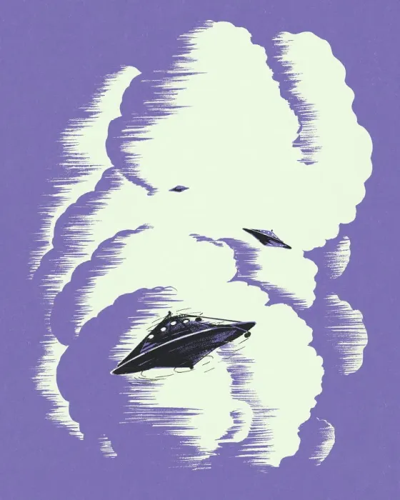 Framed Print : Unidentified Flying Objects in the Clouds
