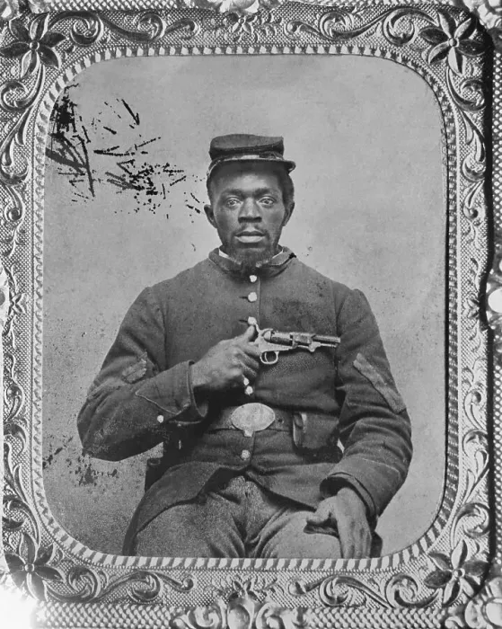 Framed Print : Union Infantry Corporal Holding Revolver Framed Print : Union Infantry Corporal Holding Revolver