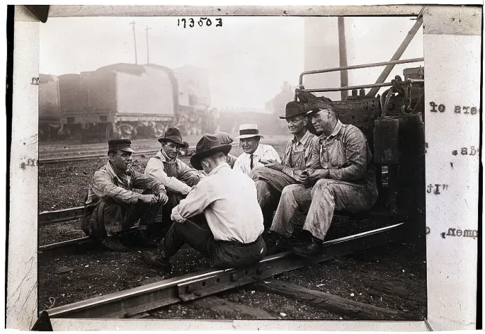 Framed Print : Union Men Talking In Train Yard