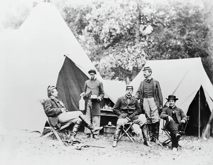 Framed Print : Union Officers in Camp Framed Print : Union Officers in Camp