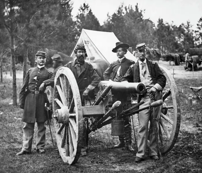 Framed Print : Union Soldiers with Cannon Framed Print : Union Soldiers with Cannon