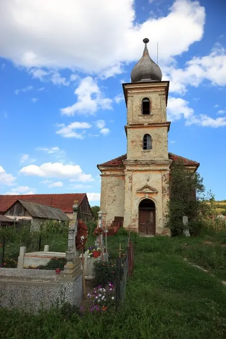 Framed Print : The Unitarian Church in Bussd, Boz, Eng. Bussd, is a village in Alba County, Transylvania, Romania