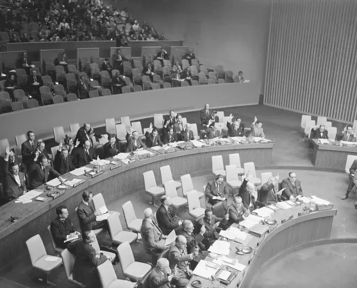 Framed Print : United Nation Delegates Voting on Atom Plan
