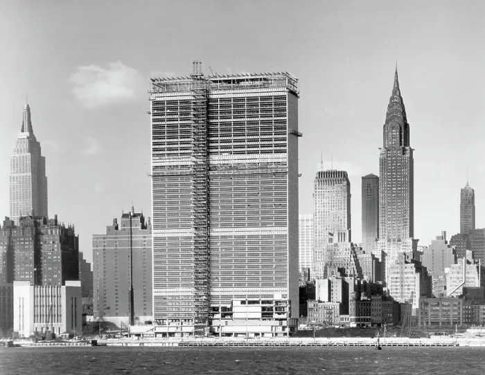 Framed Print : United Nations Building Under Construction