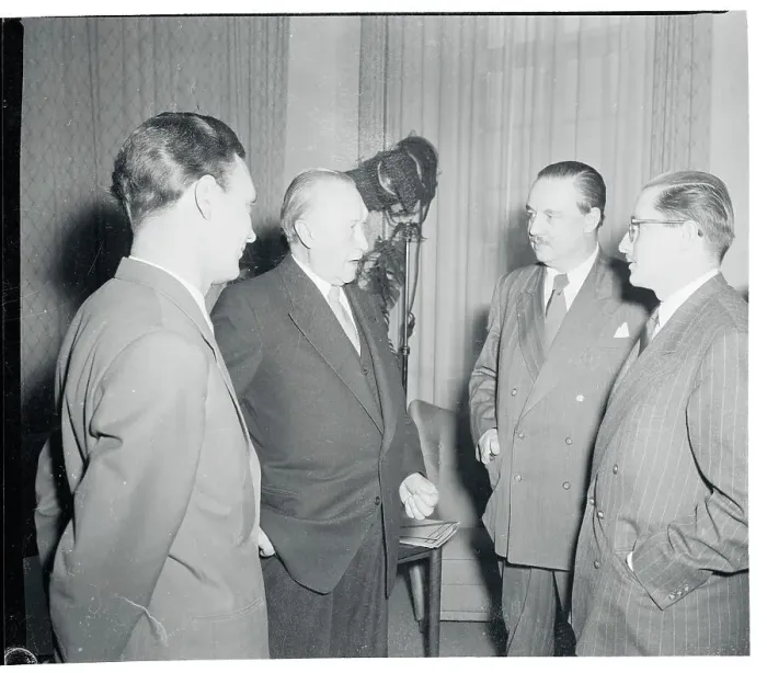 Framed Print : United Press Correspondent Interviewing Konrad Adenauer Framed Print : United Press Correspondent Interviewing Konrad Adenauer