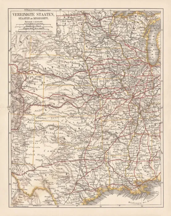 Framed Print : United States of America, States on Mississippi river, lithograph published 1878 Framed Print : United States of America, States on Mississippi river, lithograph published 1878