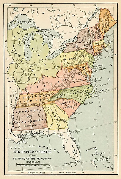The United States colonies at the beginning of the Revolution map 1895